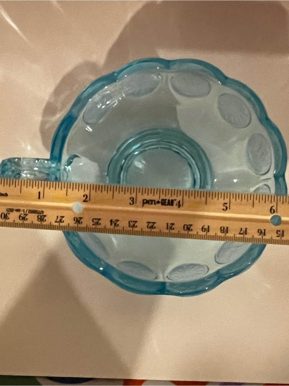 Vintage Fostoria Old Blue Coin Glass Handled Nappy Dish - Picture 9 of 9